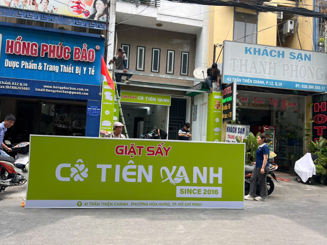 Nhượng quyền giặt sấy Cô Tiên Xanh - Thi Công